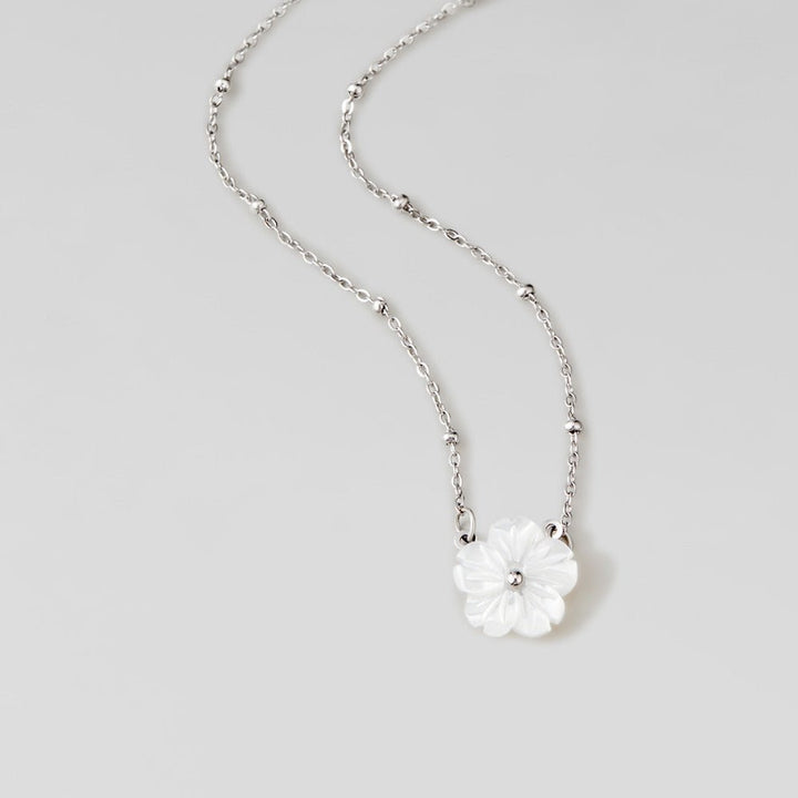 White Blossom Flower Pendant Necklace