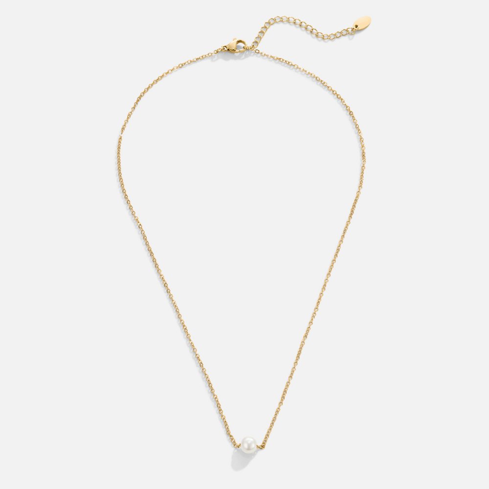 Solitaire Gold Pearl Necklace