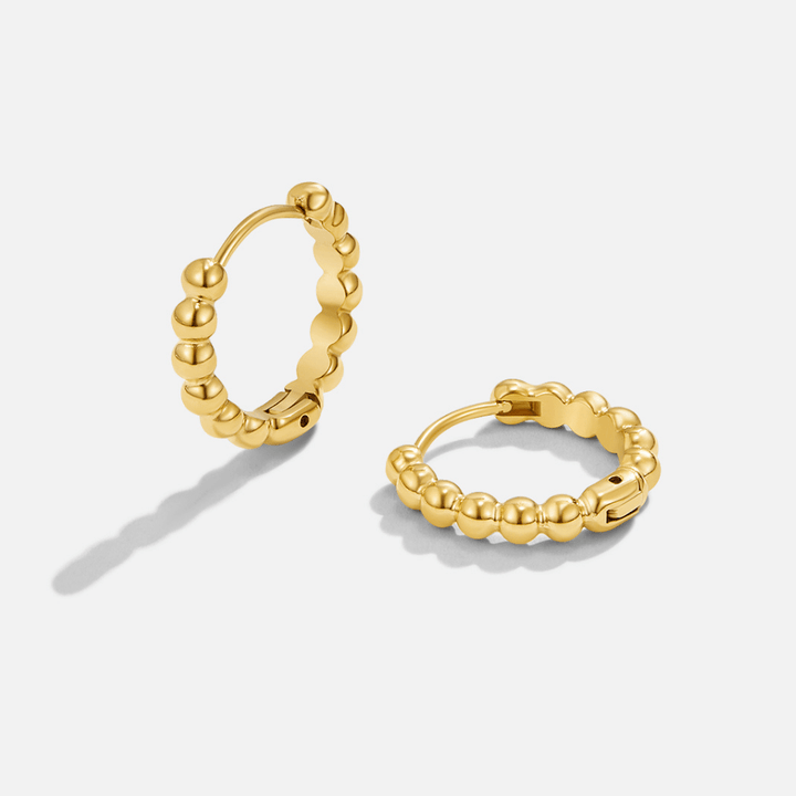 Soraya Gold Bead Hoop Earrings