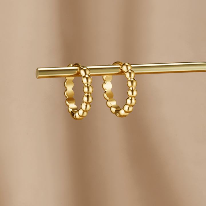 Soraya Gold Bead Hoop Earrings