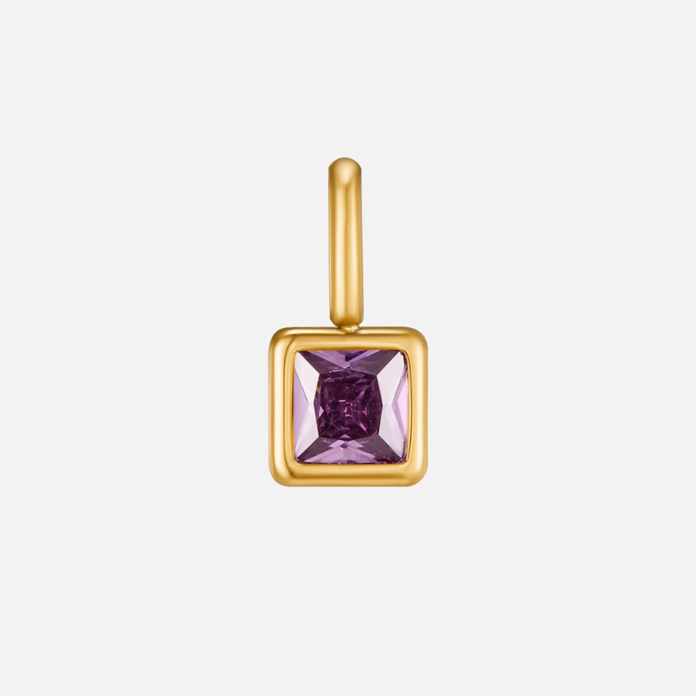 Square Pendant Birthstone Necklace