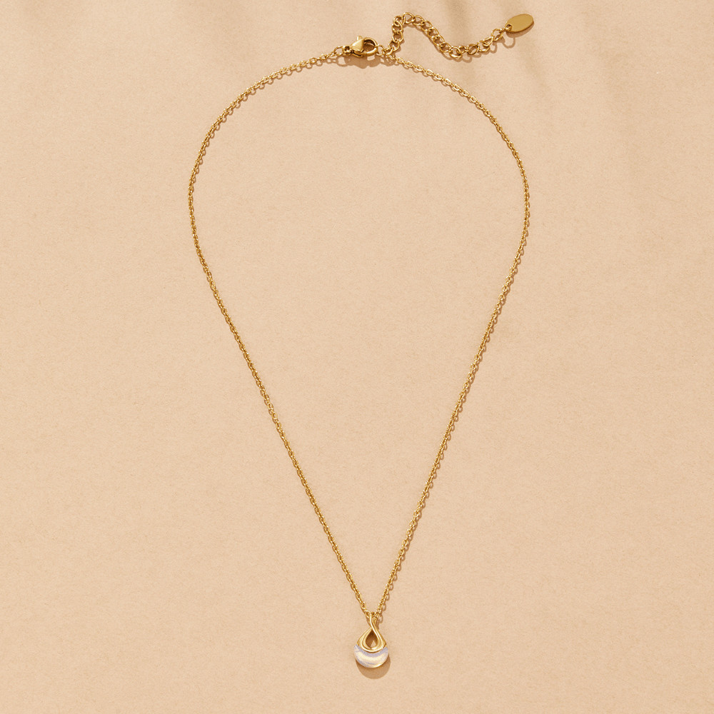 Tiffany White Stone Pendant Necklace