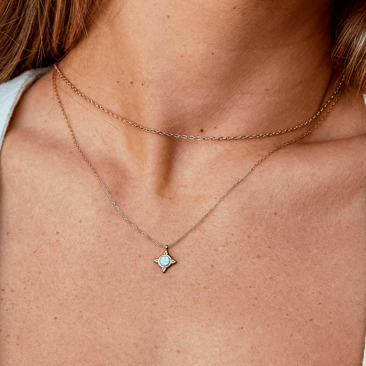 Vintage Blue Opal Pendant Necklace