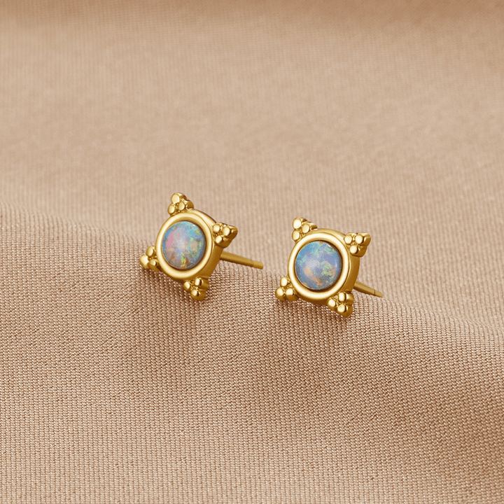 Vintage Blue Opal Stud Earrings