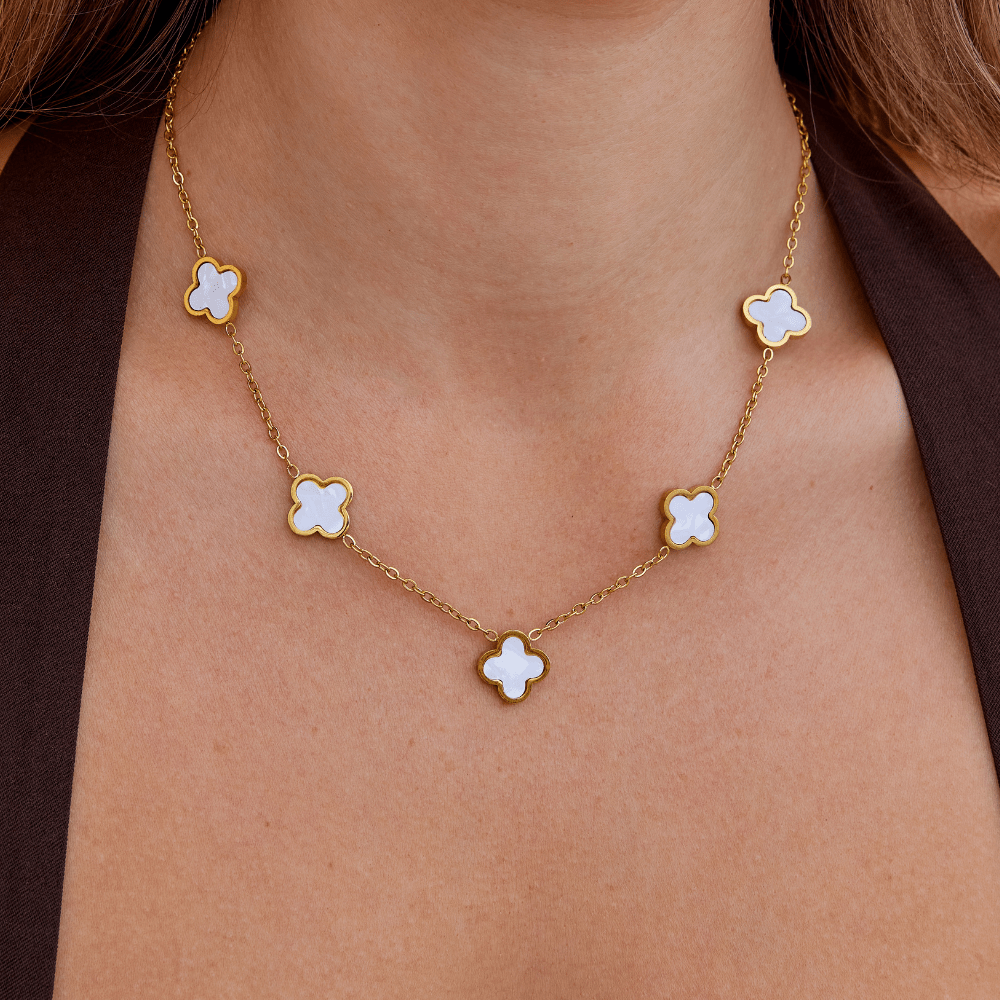 White Clover Cluster Necklace