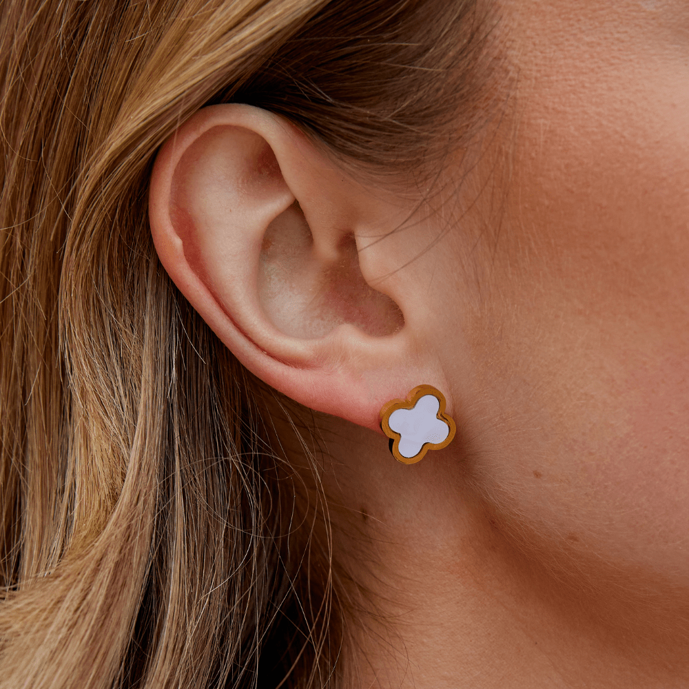 White Clover Stud Earrings
