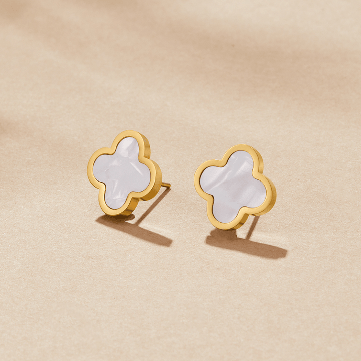 White Clover Stud Earrings