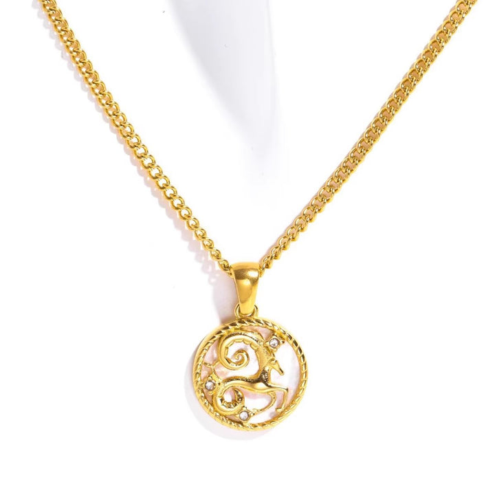 White Shell Zodiac Coin Necklace