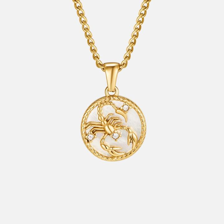 White Shell Zodiac Coin Necklace