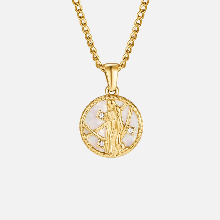 White Shell Zodiac Coin Necklace