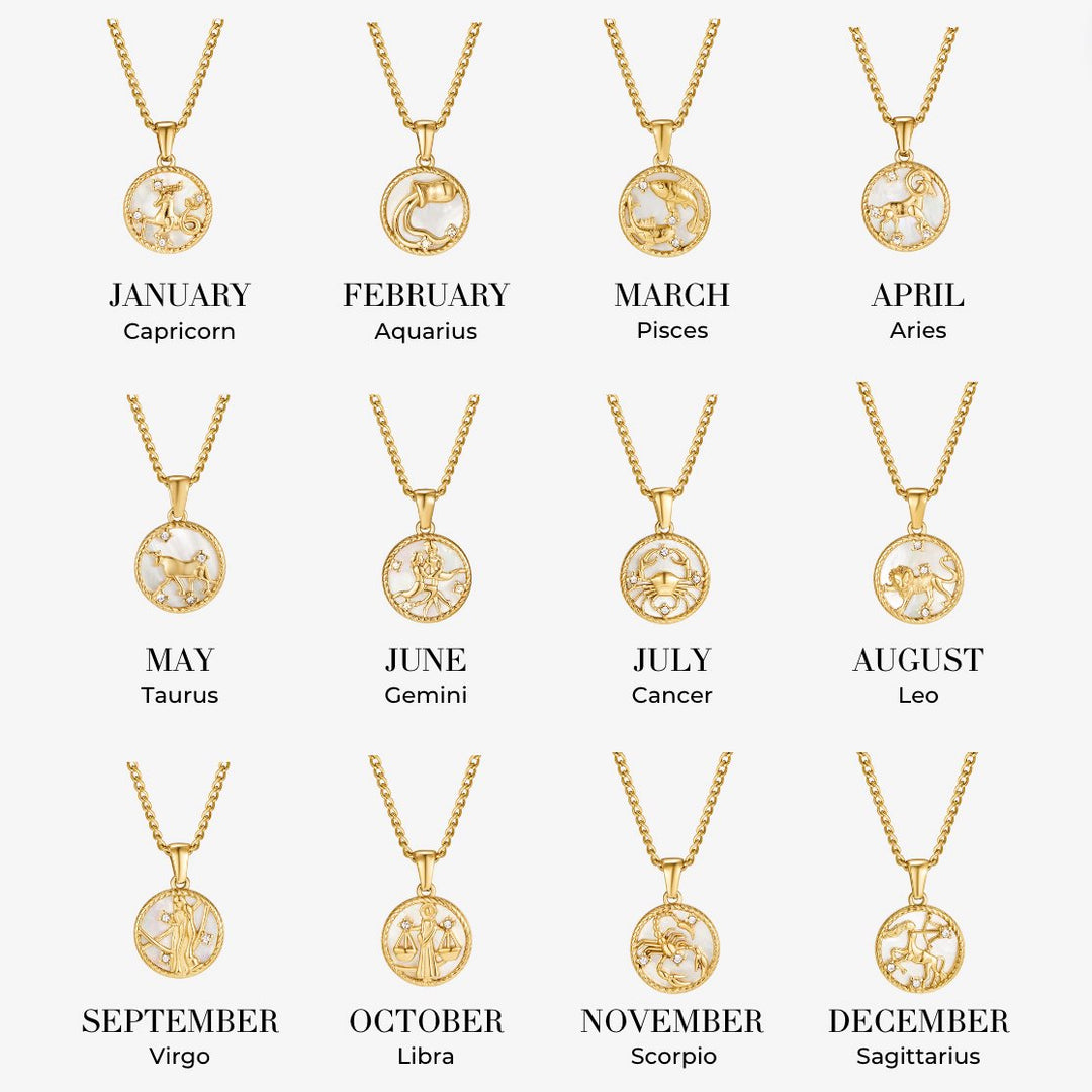 White Shell Zodiac Coin Necklace